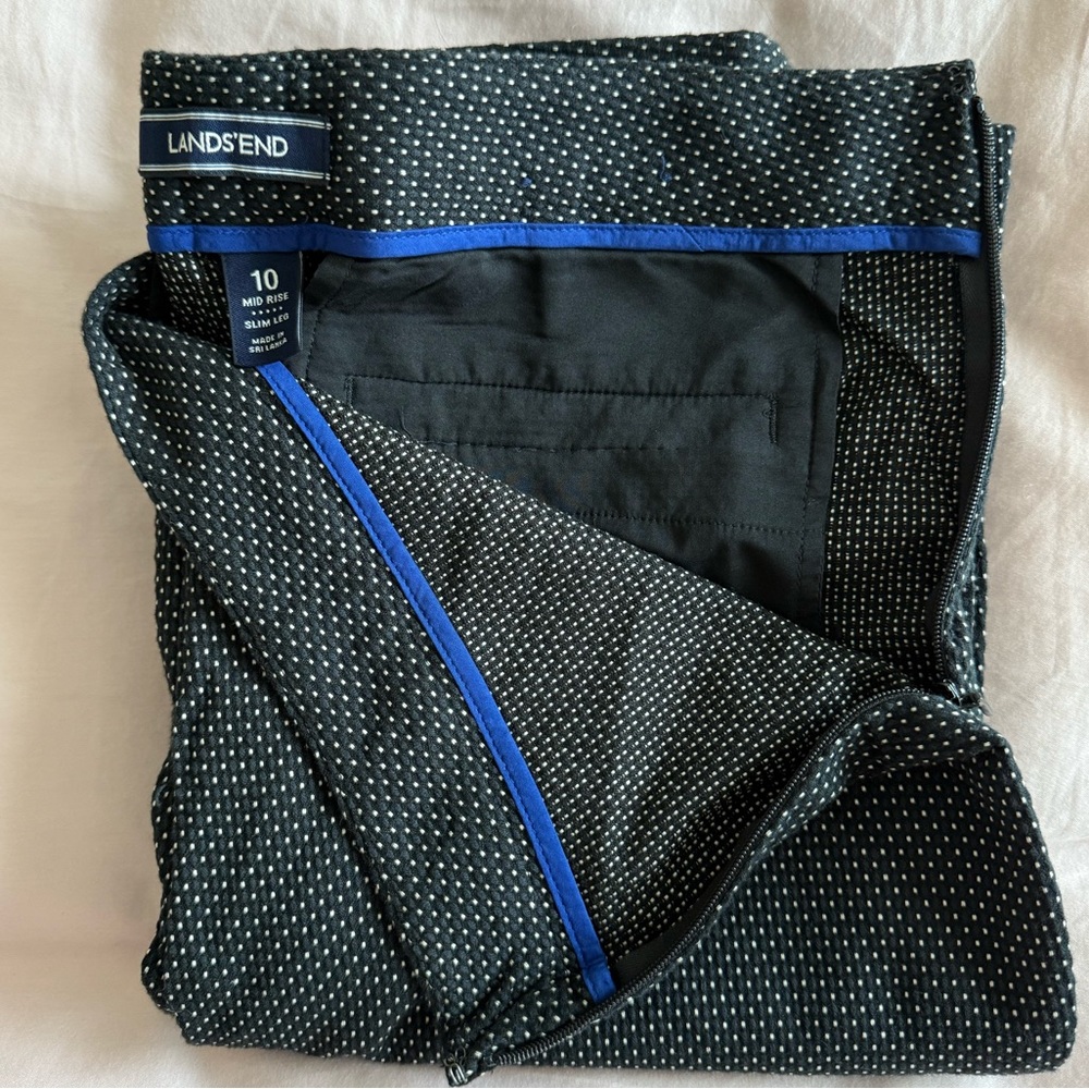 Lands' End Black Skirt with Blue Accents